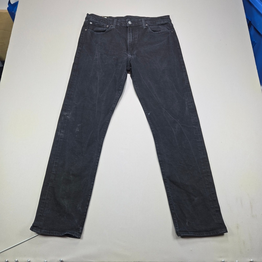 Levi's 502 Big E Taper Jeans‎ Regular Fit Stretch Black Denim Mens 36x34